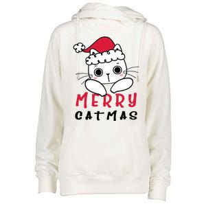 Merry Catrmas Cute Christmas Santa Kitty Xmas Womens Funnel Neck Pullover Hood