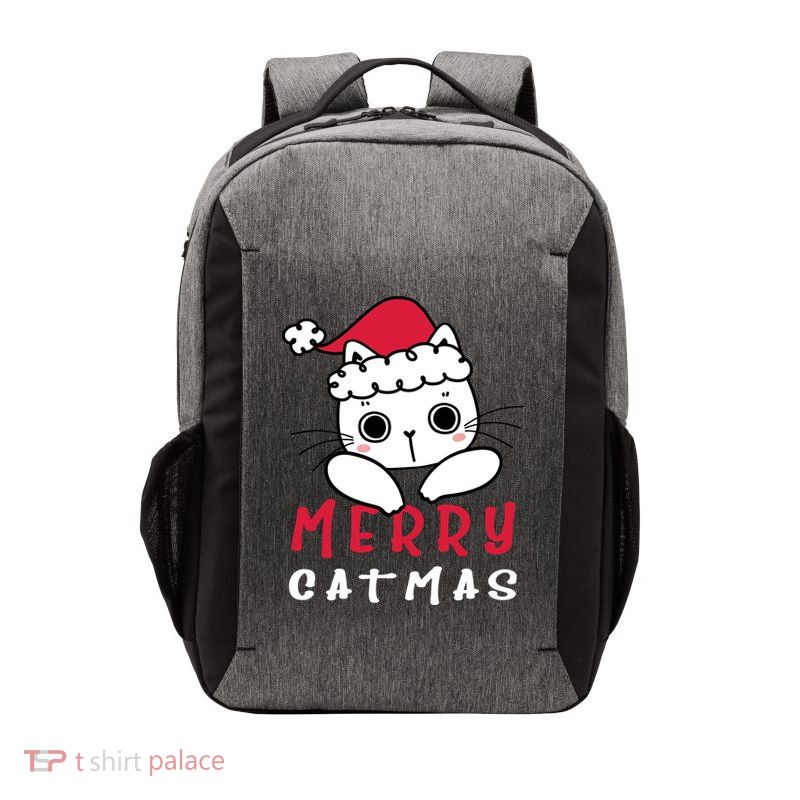 Merry Catrmas Cute Christmas Santa Kitty Xmas Vector Backpack