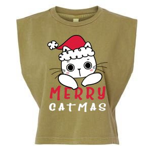 Merry Catrmas Cute Christmas Santa Kitty Xmas Garment-Dyed Women's Muscle Tee