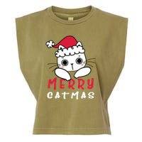 Merry Catrmas Cute Christmas Santa Kitty Xmas Garment-Dyed Women's Muscle Tee
