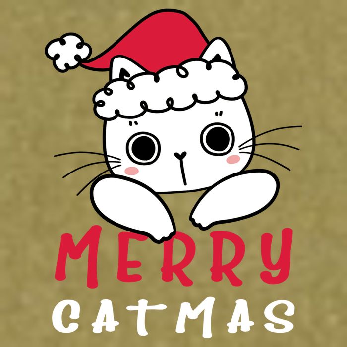 Merry Catrmas Cute Christmas Santa Kitty Xmas Garment-Dyed Women's Muscle Tee