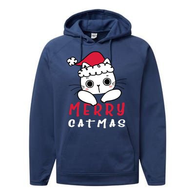 Merry Catrmas Cute Christmas Santa Kitty Xmas Performance Fleece Hoodie