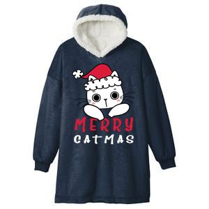 Merry Catrmas Cute Christmas Santa Kitty Xmas Hooded Wearable Blanket