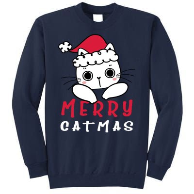 Merry Catrmas Cute Christmas Santa Kitty Xmas Tall Sweatshirt