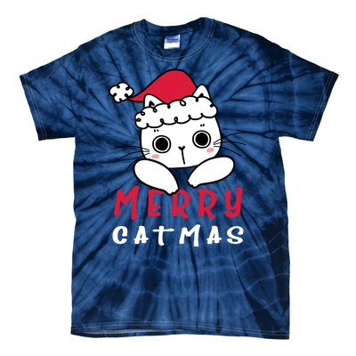 Merry Catrmas Cute Christmas Santa Kitty Xmas Tie-Dye T-Shirt