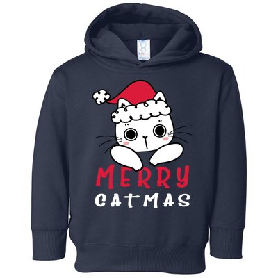 Merry Catrmas Cute Christmas Santa Kitty Xmas Toddler Hoodie