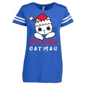 Merry Catrmas Cute Christmas Santa Kitty Xmas Enza Ladies Jersey Football T-Shirt