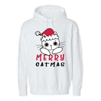 Merry Catrmas Cute Christmas Santa Kitty Xmas Garment-Dyed Fleece Hoodie