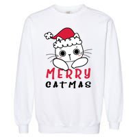 Merry Catrmas Cute Christmas Santa Kitty Xmas Garment-Dyed Sweatshirt