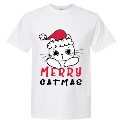 Merry Catrmas Cute Christmas Santa Kitty Xmas Garment-Dyed Heavyweight T-Shirt