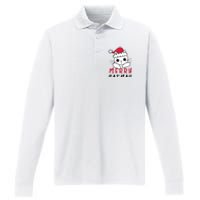 Merry Catrmas Cute Christmas Santa Kitty Xmas Performance Long Sleeve Polo