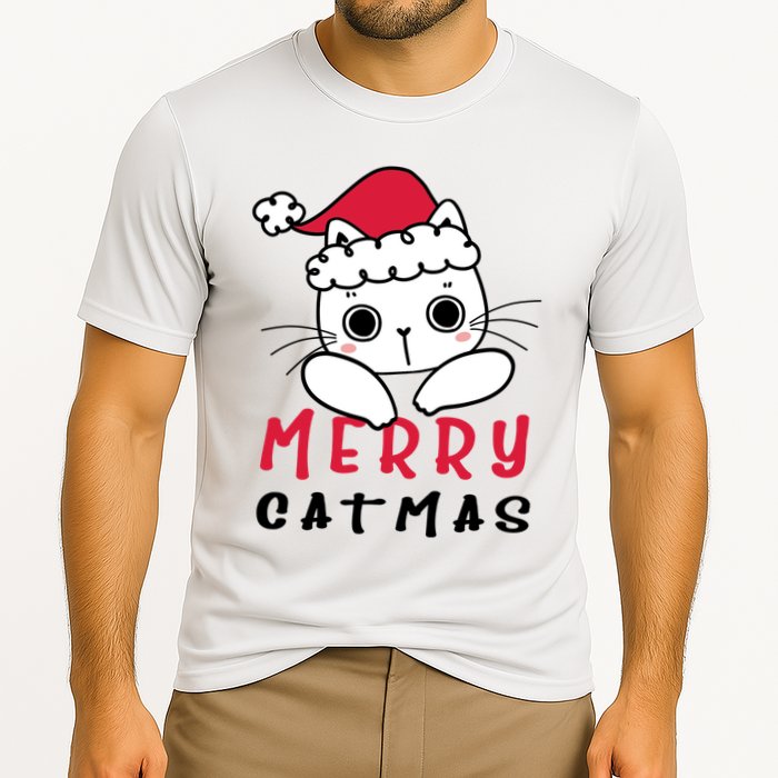 Merry Catrmas Cute Christmas Santa Kitty Xmas Performance Shirt