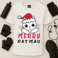Merry Catrmas Cute Christmas Santa Kitty Xmas Performance Shirt