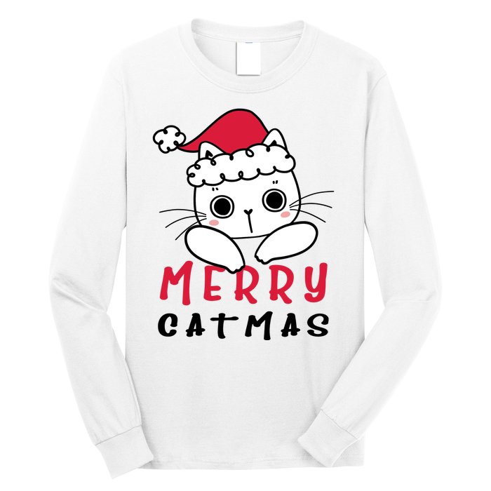 Merry Catrmas Cute Christmas Santa Kitty Xmas Long Sleeve Shirt