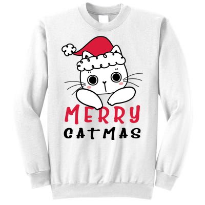 Merry Catrmas Cute Christmas Santa Kitty Xmas Sweatshirt