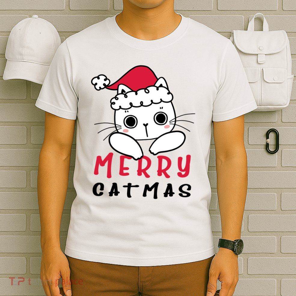 Merry Catrmas Cute Christmas Santa Kitty Xmas T-Shirt