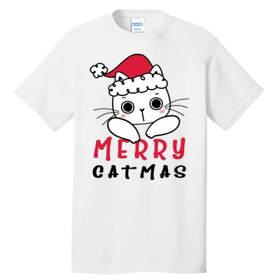 Merry Catrmas Cute Christmas Santa Kitty Xmas Tall T-Shirt