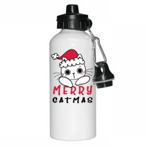 Merry Catrmas Cute Christmas Santa Kitty Xmas Aluminum Water Bottle