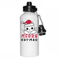 Merry Catrmas Cute Christmas Santa Kitty Xmas Aluminum Water Bottle