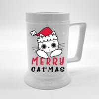 Merry Catrmas Cute Christmas Santa Kitty Xmas Beer Stein