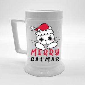 Merry Catrmas Cute Christmas Santa Kitty Xmas Beer Stein