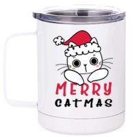 Merry Catrmas Cute Christmas Santa Kitty Xmas 12 oz Stainless Steel Tumbler Cup