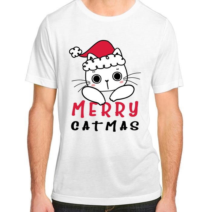 Merry Catrmas Cute Christmas Santa Kitty Xmas Adult ChromaSoft Performance T-Shirt