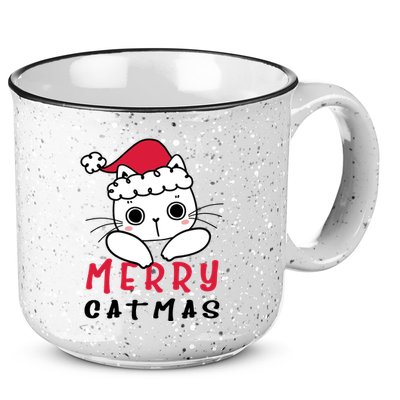 Merry Catrmas Cute Christmas Santa Kitty Xmas 15oz Campfire Ceramic Mug