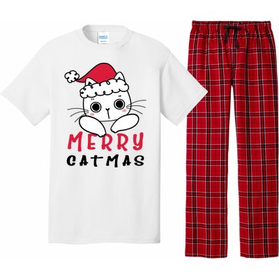 Merry Catrmas Cute Christmas Santa Kitty Xmas Pajama Set