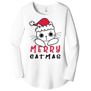 Merry Catrmas Cute Christmas Santa Kitty Xmas Women's Perfect Tri Tunic Long Sleeve Shirt