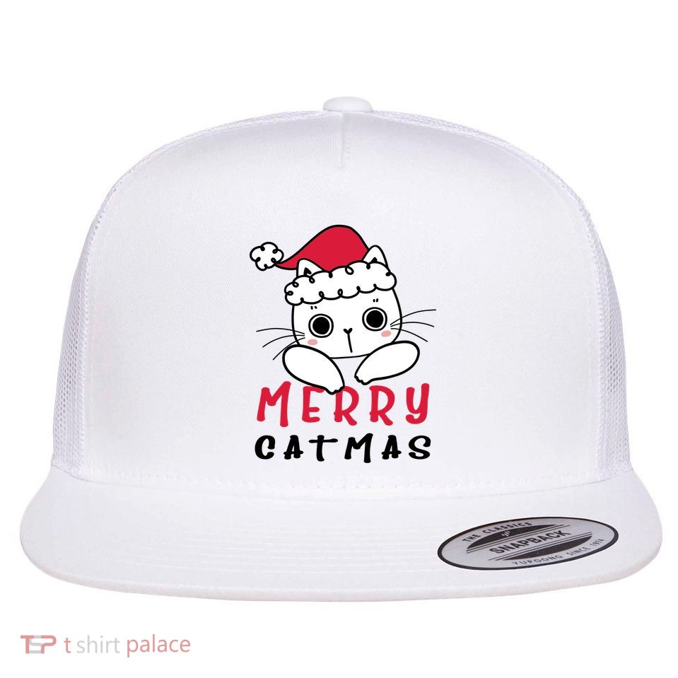 Merry Catrmas Cute Christmas Santa Kitty Xmas Flatbill Hat