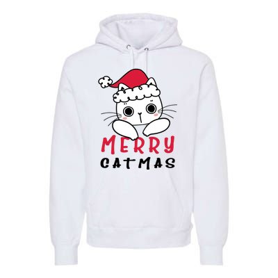 Merry Catrmas Cute Christmas Santa Kitty Xmas Premium Hoodie