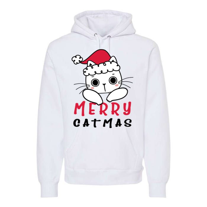 Merry Catrmas Cute Christmas Santa Kitty Xmas Premium Hoodie