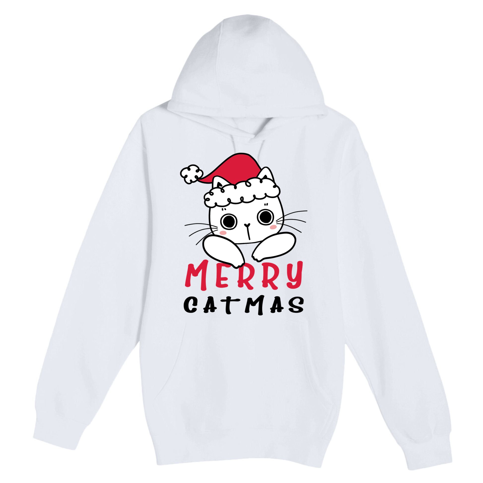 Merry Catrmas Cute Christmas Santa Kitty Xmas Premium Pullover Hoodie