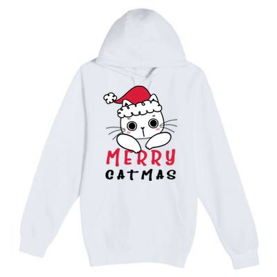 Merry Catrmas Cute Christmas Santa Kitty Xmas Premium Pullover Hoodie