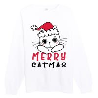 Merry Catrmas Cute Christmas Santa Kitty Xmas Premium Crewneck Sweatshirt