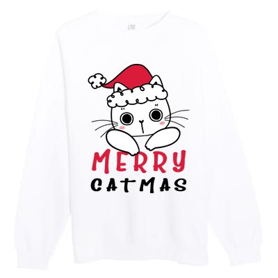 Merry Catrmas Cute Christmas Santa Kitty Xmas Premium Crewneck Sweatshirt