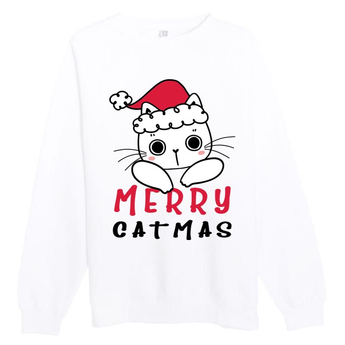 Merry Catrmas Cute Christmas Santa Kitty Xmas Premium Crewneck Sweatshirt