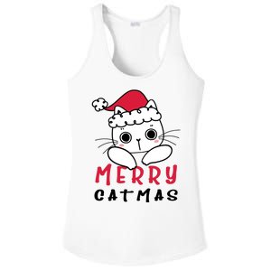 Merry Catrmas Cute Christmas Santa Kitty Xmas Ladies PosiCharge Competitor Racerback Tank