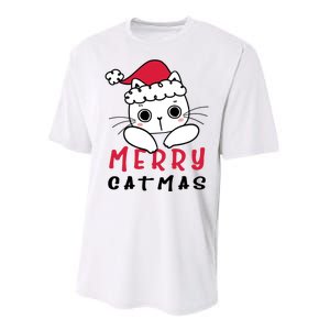 Merry Catrmas Cute Christmas Santa Kitty Xmas Performance Sprint T-Shirt