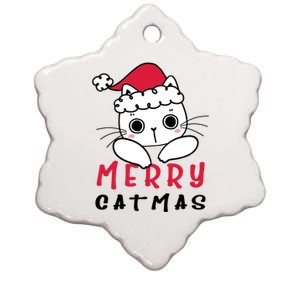 Merry Catrmas Cute Christmas Santa Kitty Xmas Ceramic Star Ornament