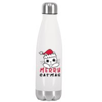 Merry Catrmas Cute Christmas Santa Kitty Xmas Stainless Steel Insulated Water Bottle