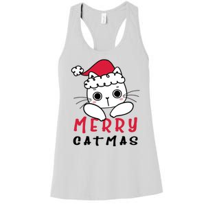 Merry Catrmas Cute Christmas Santa Kitty Xmas Women's Racerback Tank