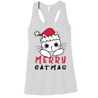 Merry Catrmas Cute Christmas Santa Kitty Xmas Women's Racerback Tank