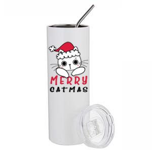 Merry Catrmas Cute Christmas Santa Kitty Xmas Stainless Steel Tumbler