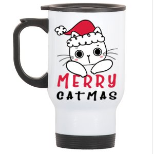 Merry Catrmas Cute Christmas Santa Kitty Xmas Stainless Steel Travel Mug