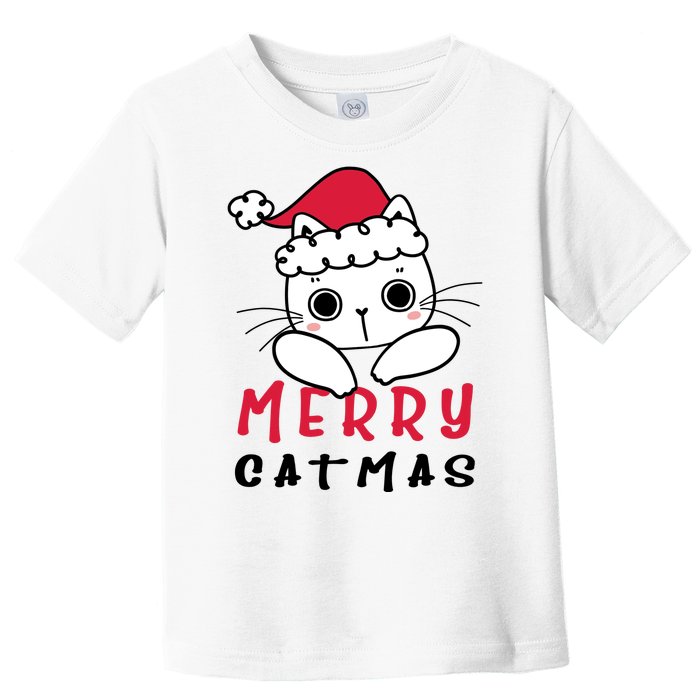 Merry Catrmas Cute Christmas Santa Kitty Xmas Toddler T-Shirt