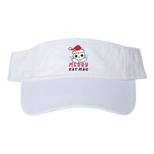 Merry Catrmas Cute Christmas Santa Kitty Xmas Valucap Bio-Washed Visor