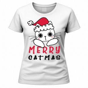 Merry Catrmas Cute Christmas Santa Kitty Xmas Women's T-Shirt