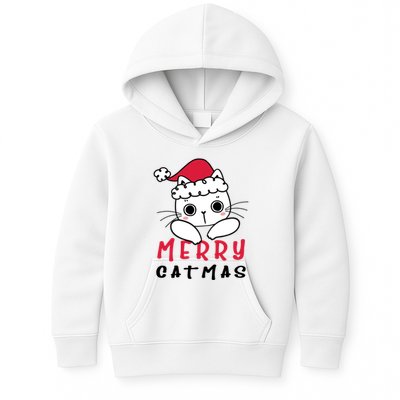 Merry Catrmas Cute Christmas Santa Kitty Xmas Kids Hoodie